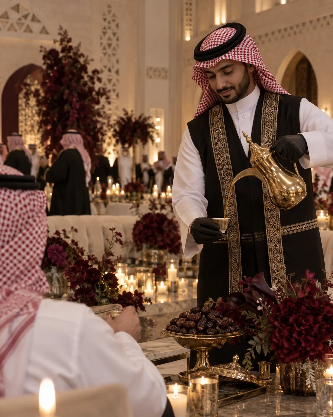 ضيافة سعودية فاخرة داخل حفل زفاف